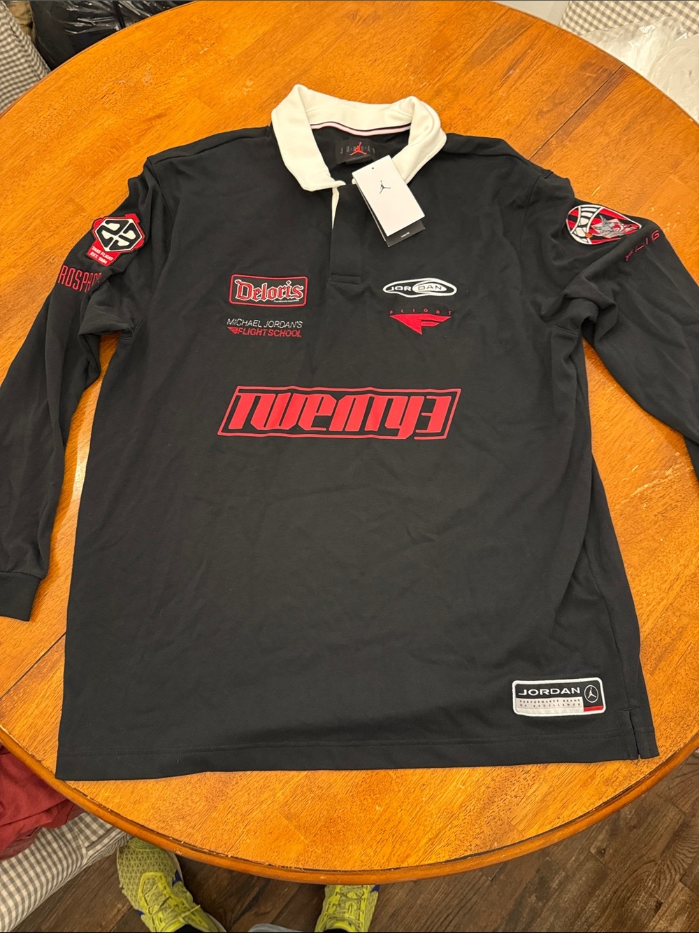 Jordan Twenty3 Flight School Rugby Polo Men’s XL Black HF9323-010 NWT